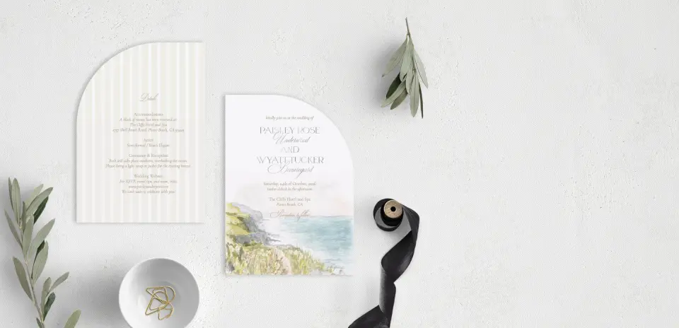 Stacked Wedding Invitations front and back