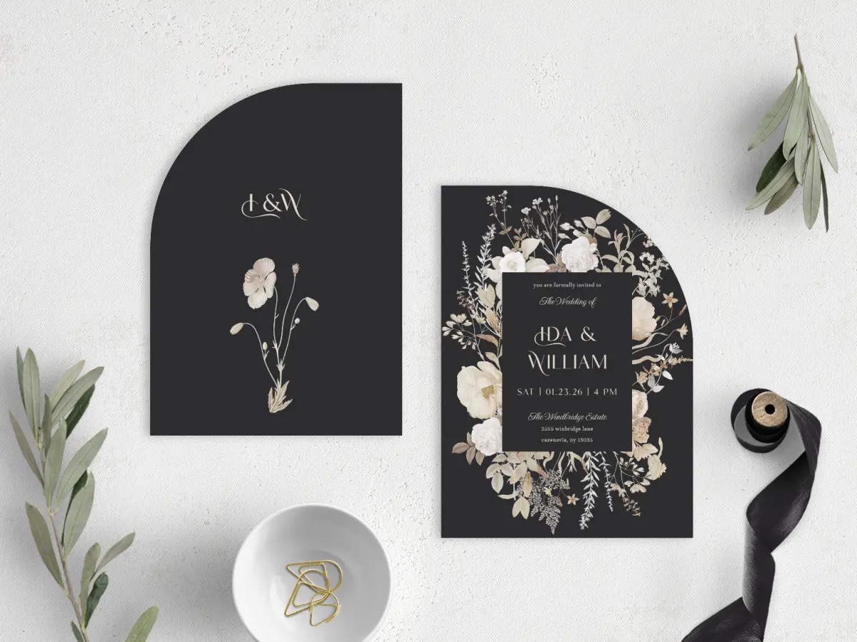 Stacked Wedding Invitations front and back