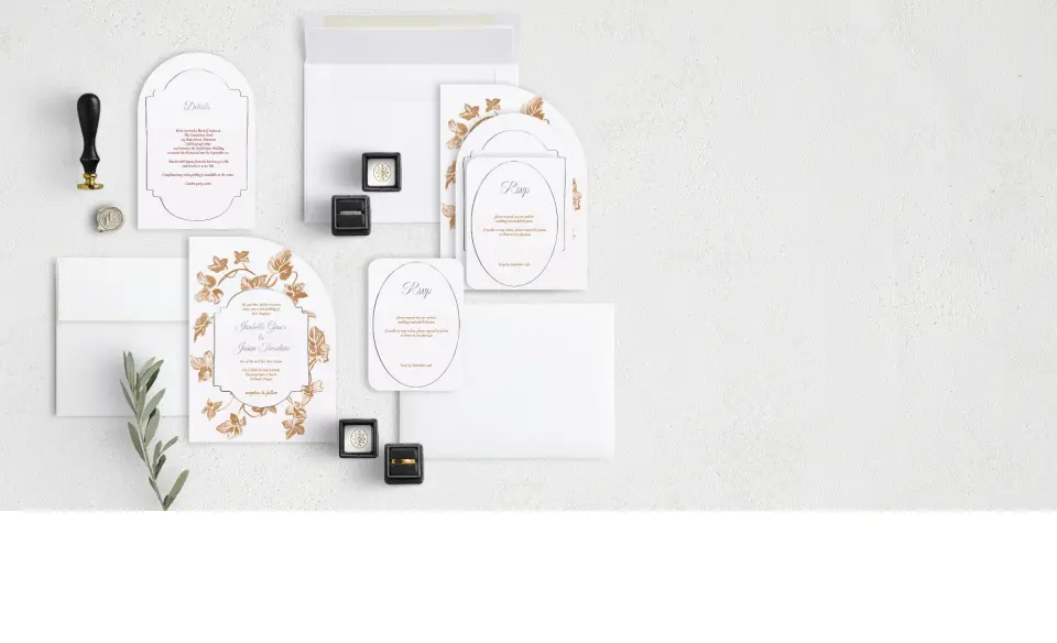 Stacked Wedding Invitations with coordinating items