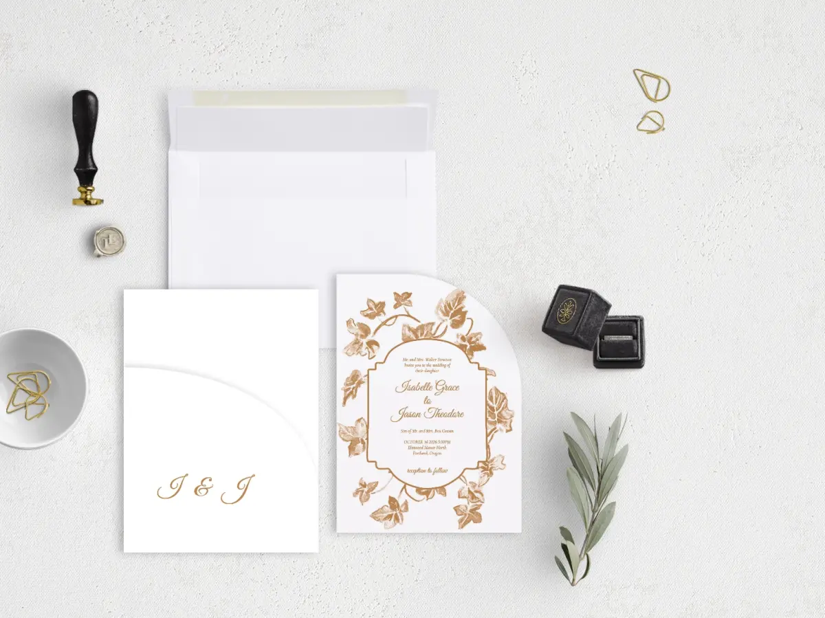 Stacked Wedding Invitations with pocket and coordinating items
