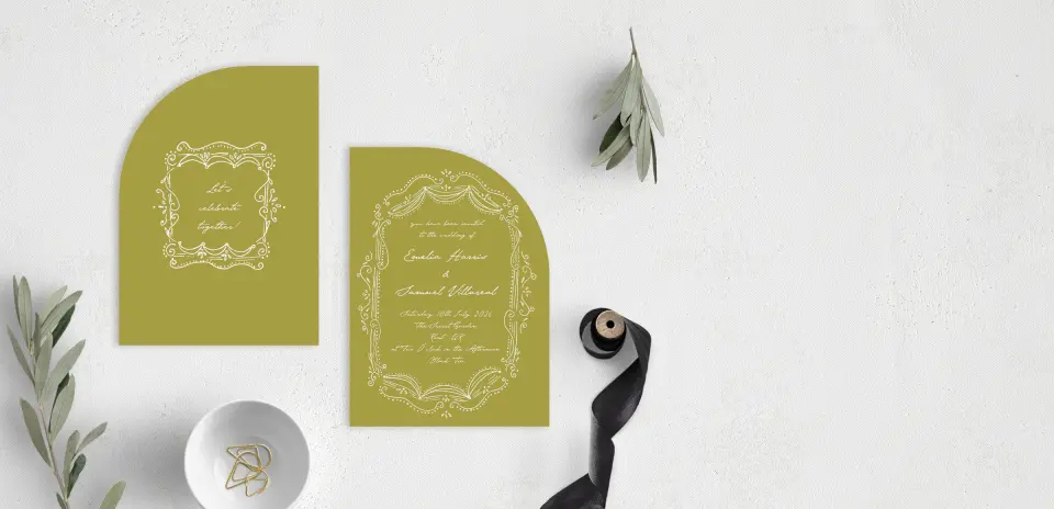 Stacked Wedding Invitations front and back
