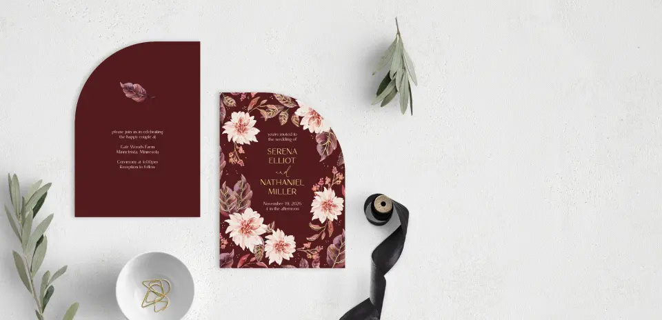Stacked Wedding Invitations front and back