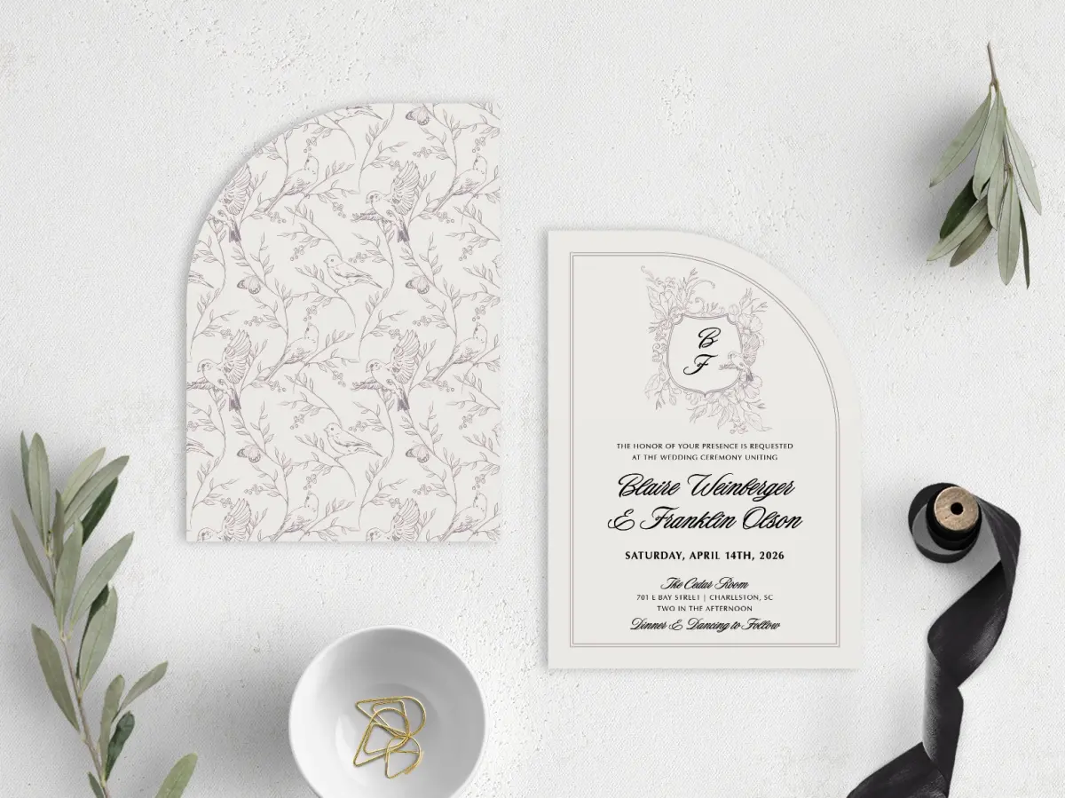 Stacked Wedding Invitations front and back