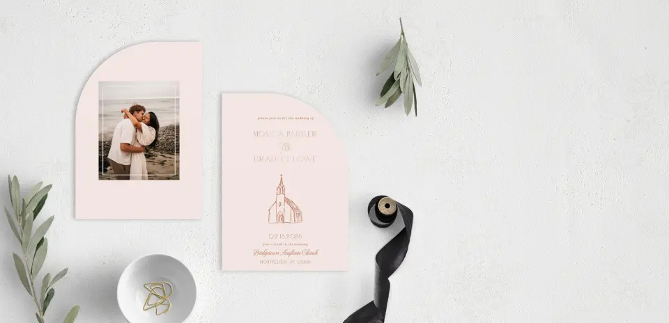 Stacked Wedding Invitations front and back