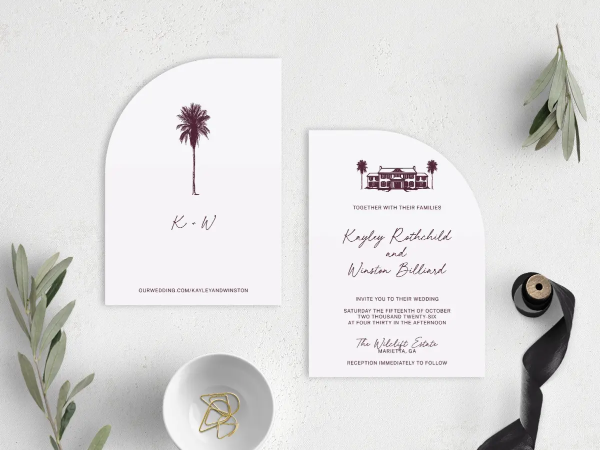 Stacked Wedding Invitations front and back