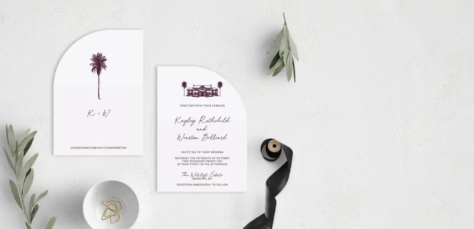 Stacked Wedding Invitations front and back