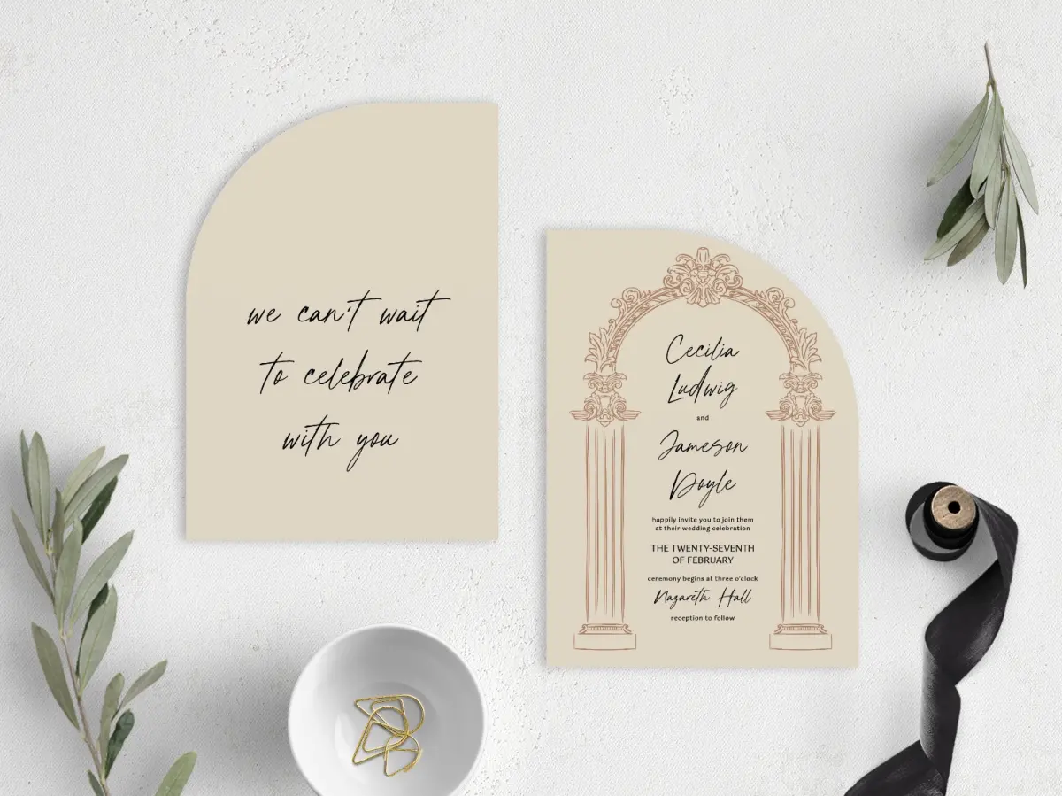 Stacked Wedding Invitations front and back