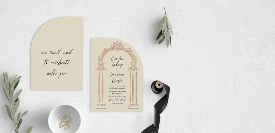 Stacked Wedding Invitations front and back