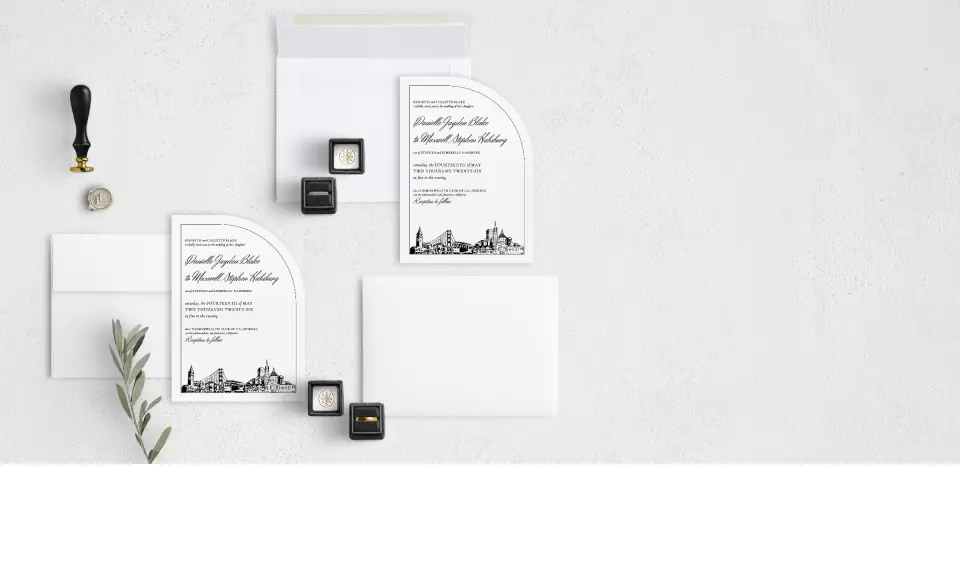 Stacked Wedding Invitations with coordinating items