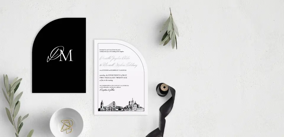 Stacked Wedding Invitations front and back