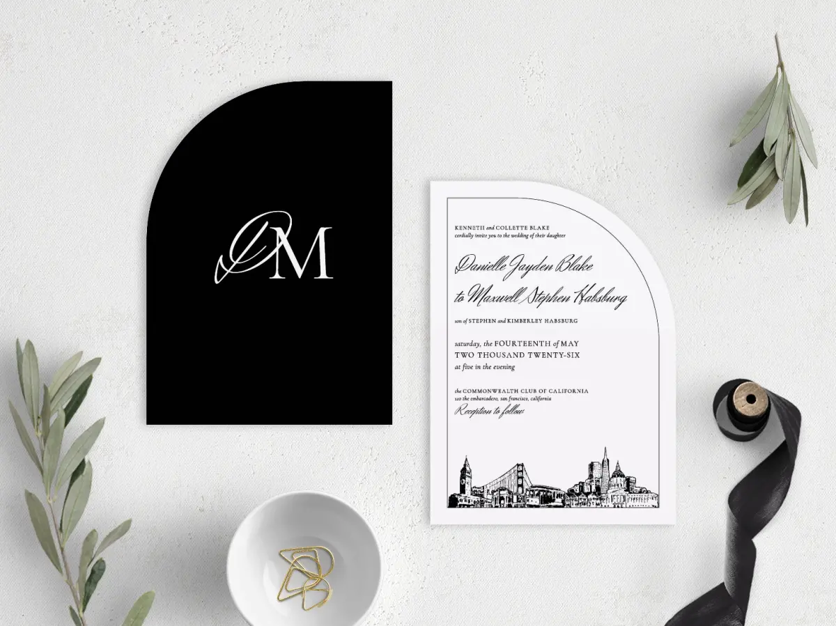 Stacked Wedding Invitations front and back