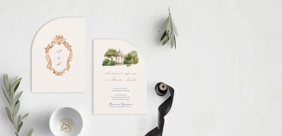 Stacked Wedding Invitations front and back