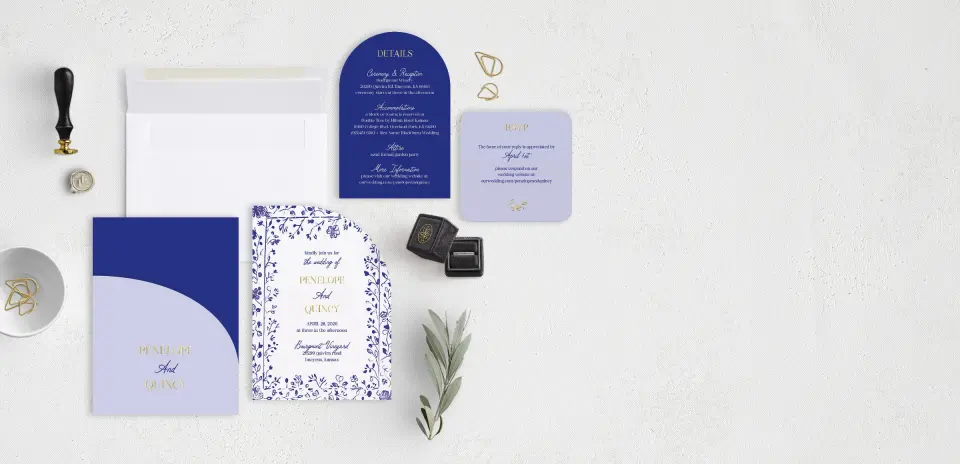 Stacked Wedding Invitations with pocket and coordinating items