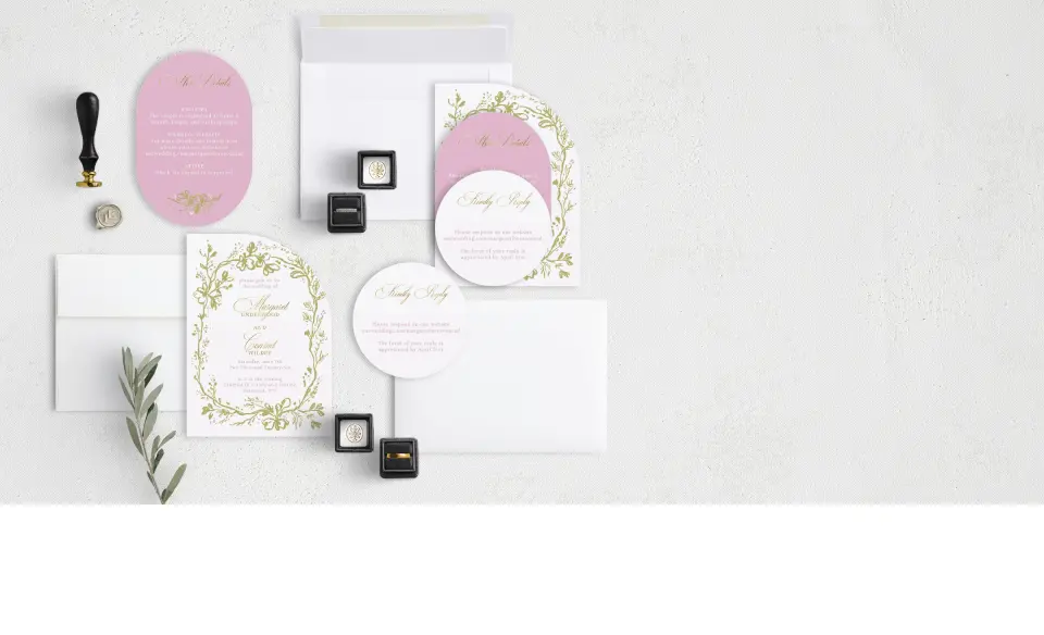 Stacked Wedding Invitations with coordinating items