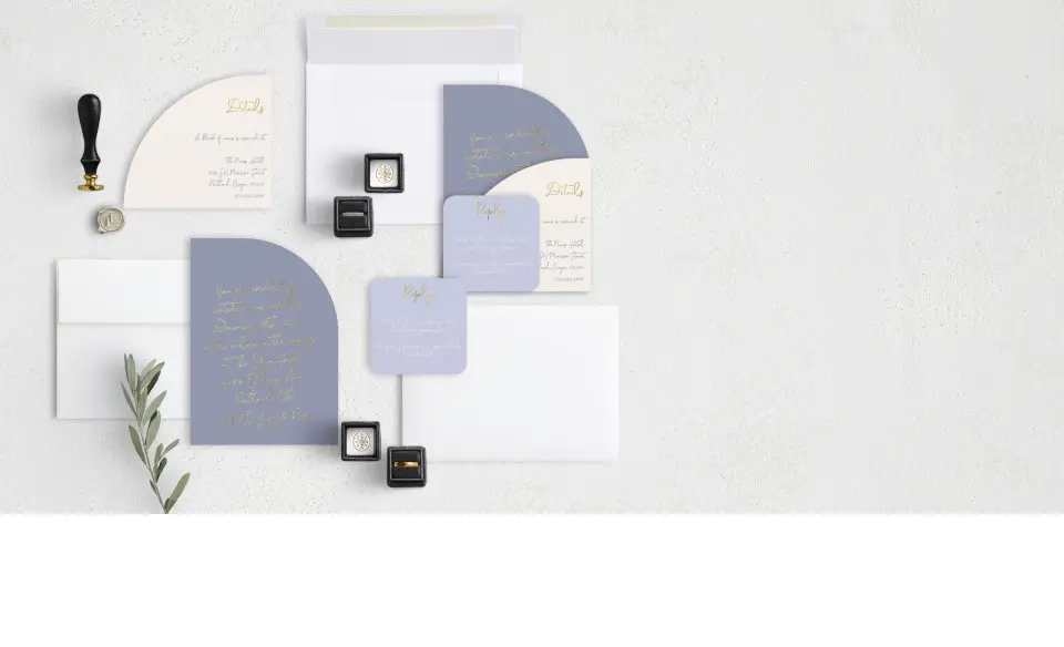 Stacked Wedding Invitations with coordinating items