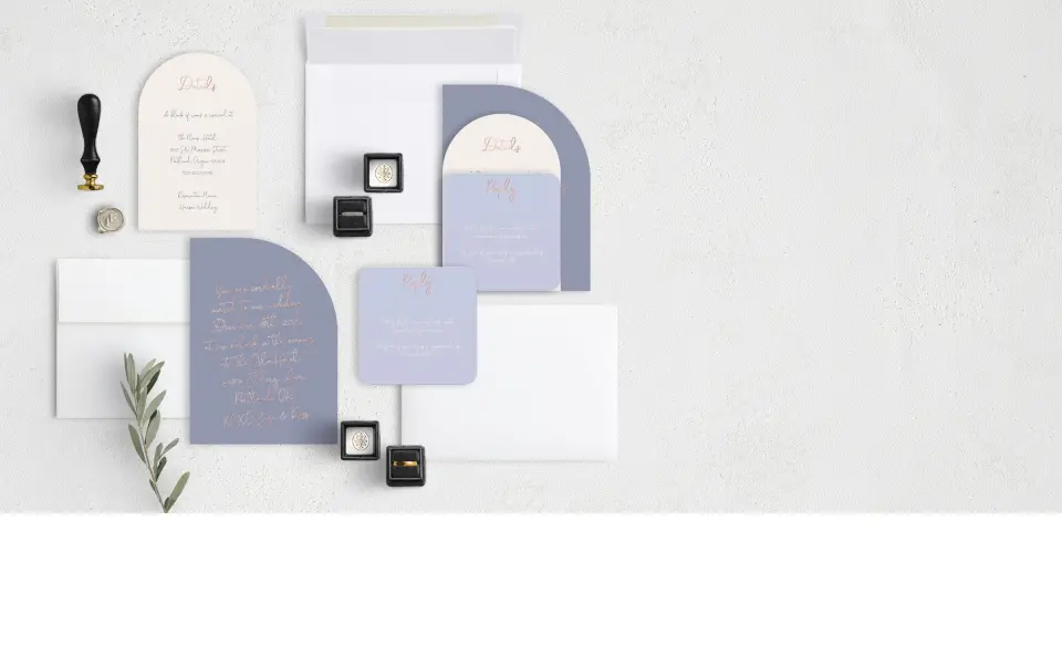 Stacked Wedding Invitations with coordinating items