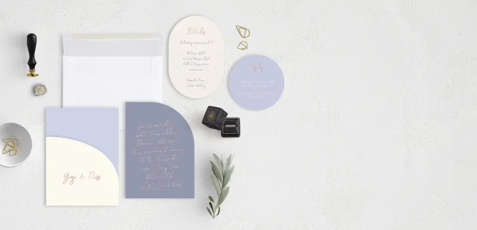 Stacked Wedding Invitations with pocket and coordinating items