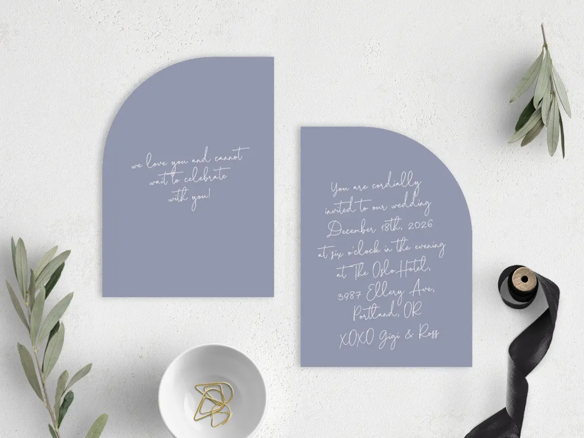 Stacked Wedding Invitations front and back