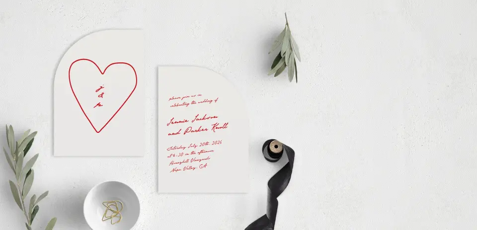 Stacked Wedding Invitations front and back