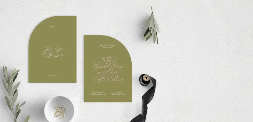 Stacked Wedding Invitations front and back