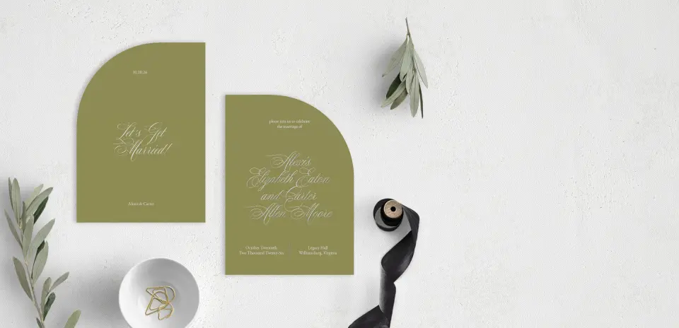 Stacked Wedding Invitations front and back