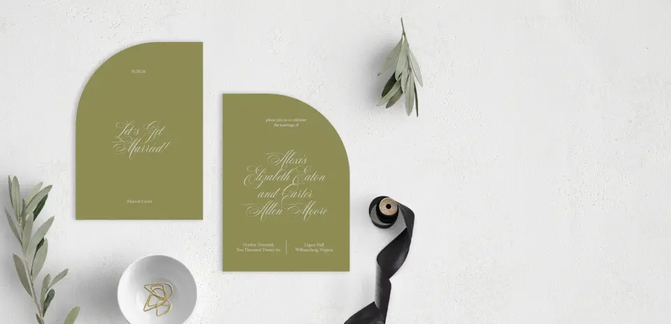 Stacked Wedding Invitations front and back