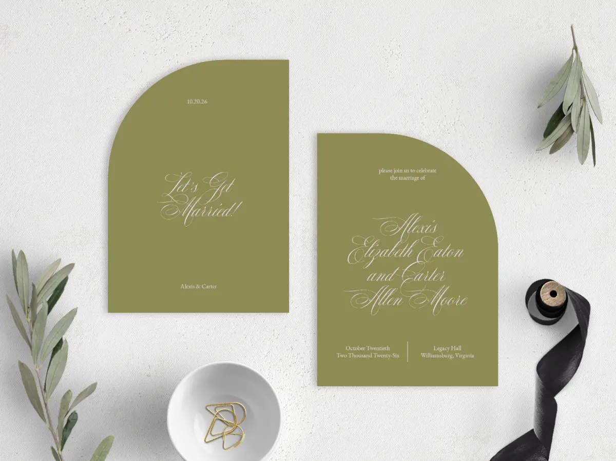 Stacked Wedding Invitations front and back