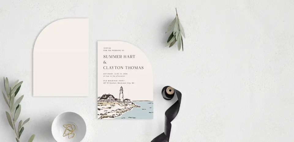 Stacked Wedding Invitations front and back