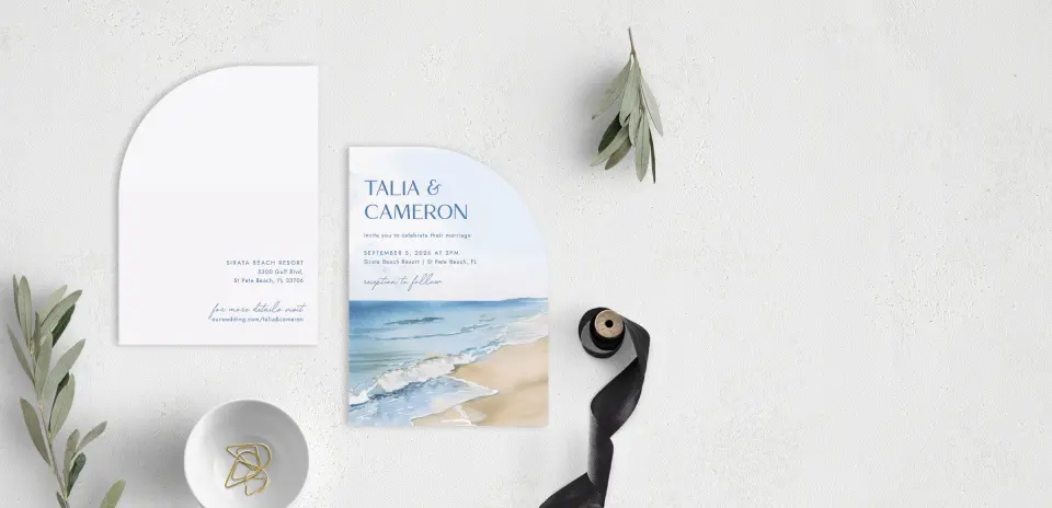 Stacked Wedding Invitations front and back