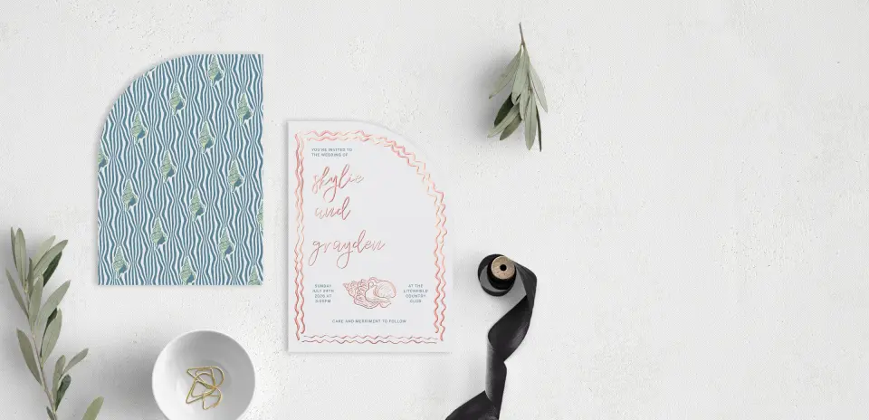 Stacked Wedding Invitations front and back