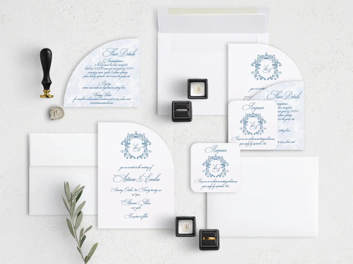 Stacked Wedding Invitations with coordinating items