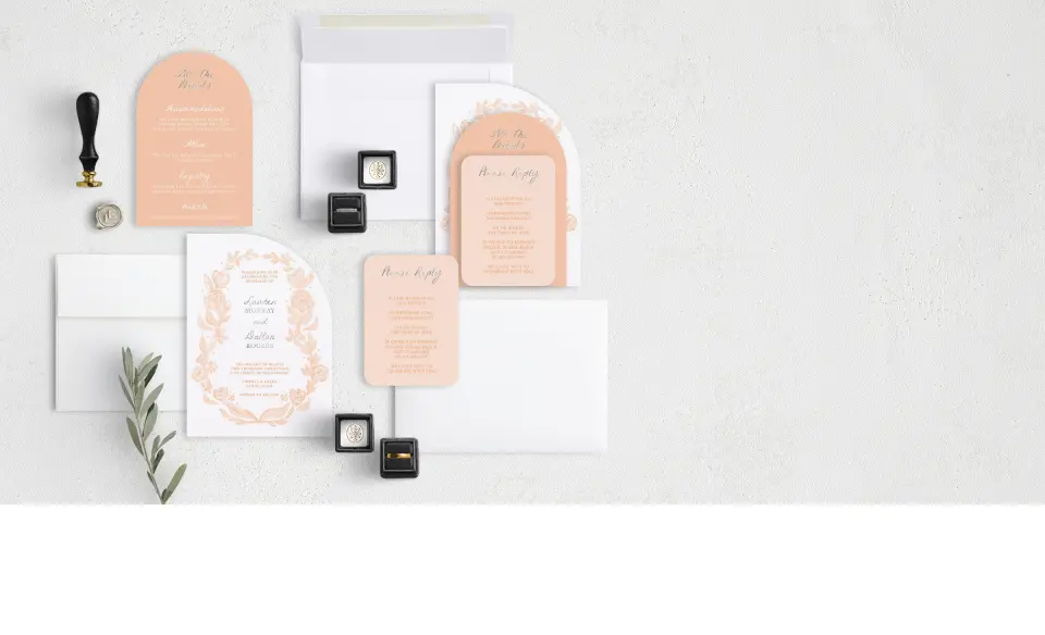 Stacked Wedding Invitations with coordinating items