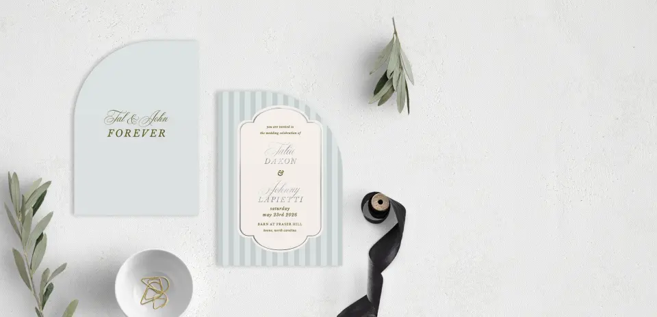 Stacked Wedding Invitations front and back