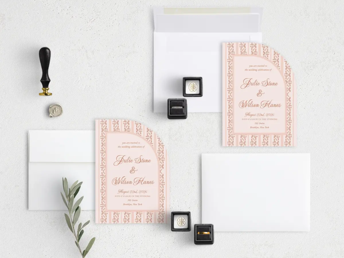 Stacked Wedding Invitations with coordinating items