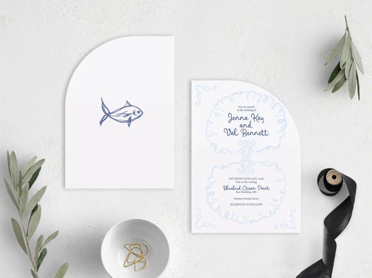 Stacked Wedding Invitations front and back