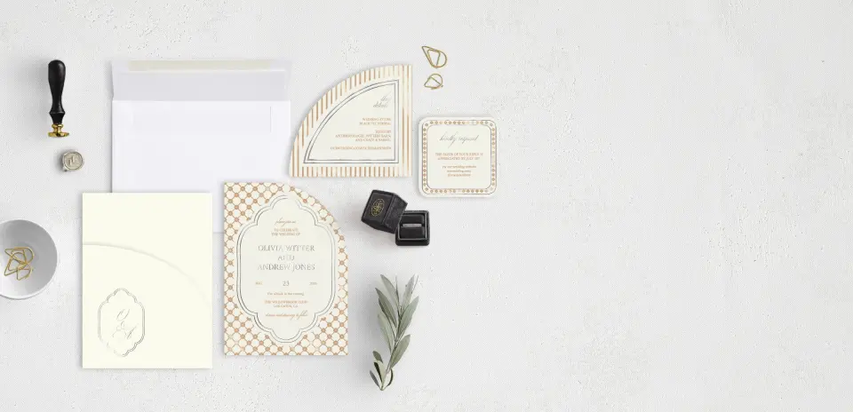 Stacked Wedding Invitations with pocket and coordinating items