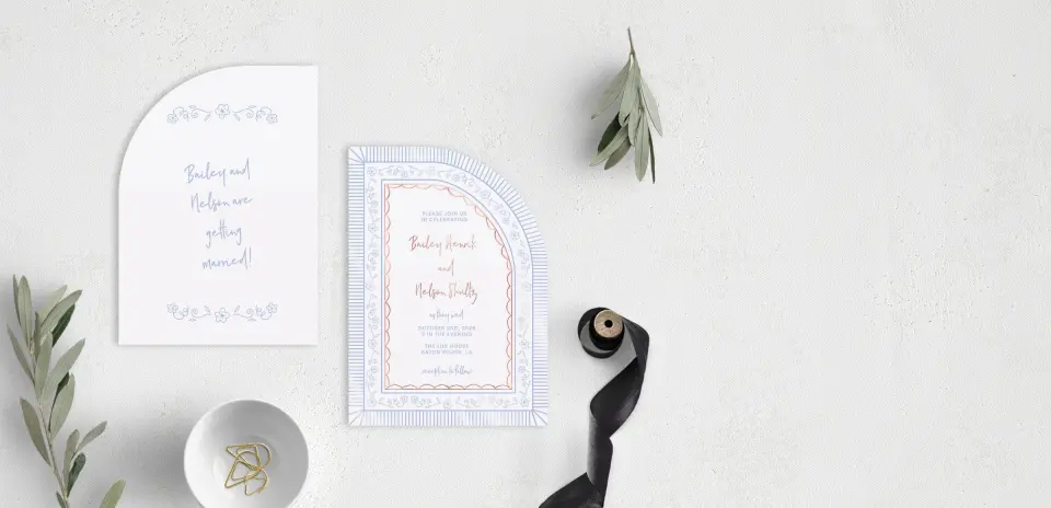 Stacked Wedding Invitations front and back
