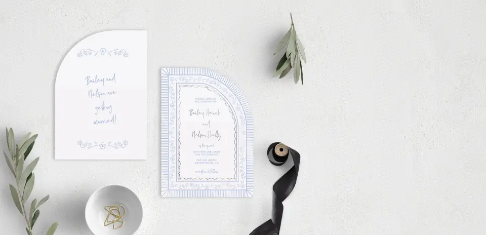 Stacked Wedding Invitations front and back