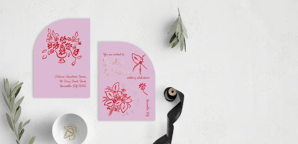 Stacked Wedding Invitations front and back