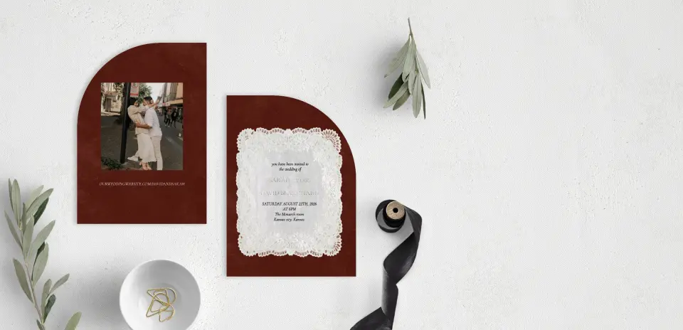 Stacked Wedding Invitations front and back
