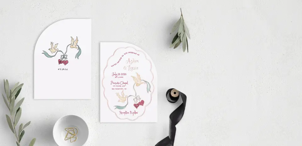 Stacked Wedding Invitations front and back