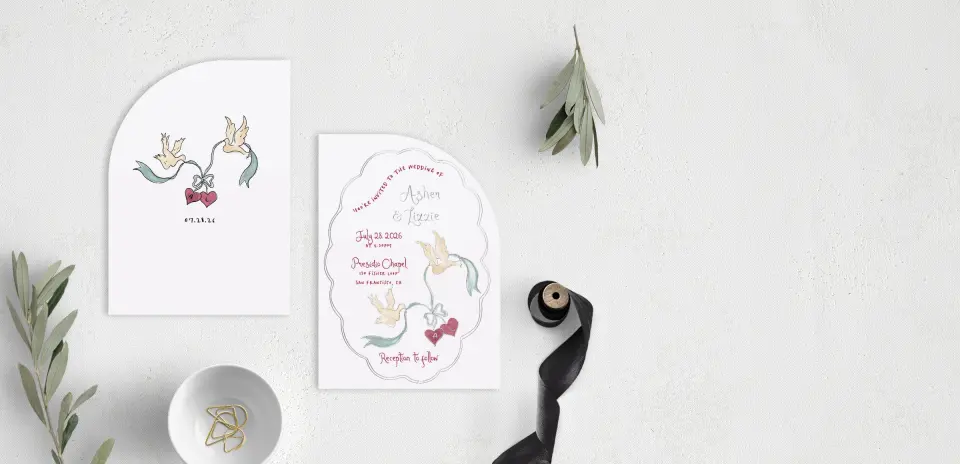 Stacked Wedding Invitations front and back