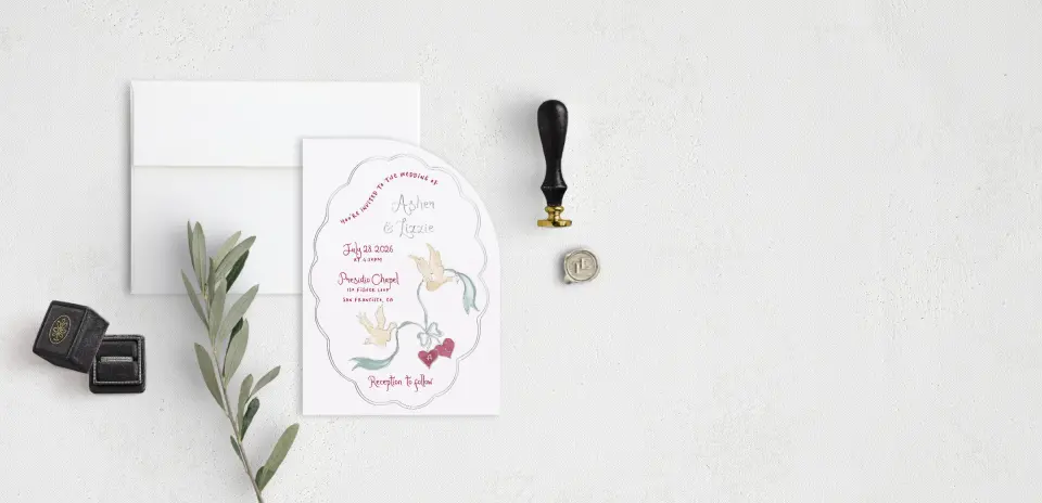 Stacked Wedding Invitations front view