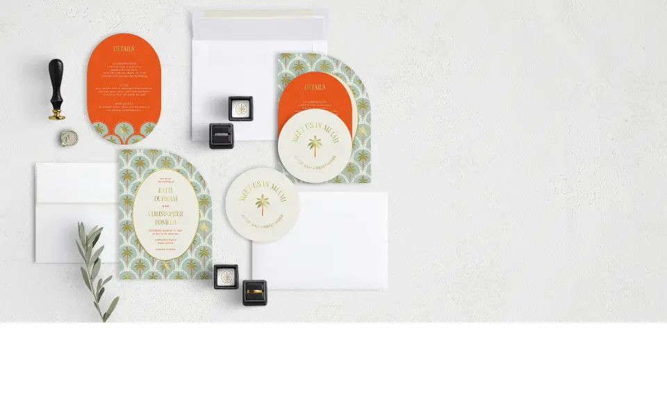 Stacked Wedding Invitations with coordinating items