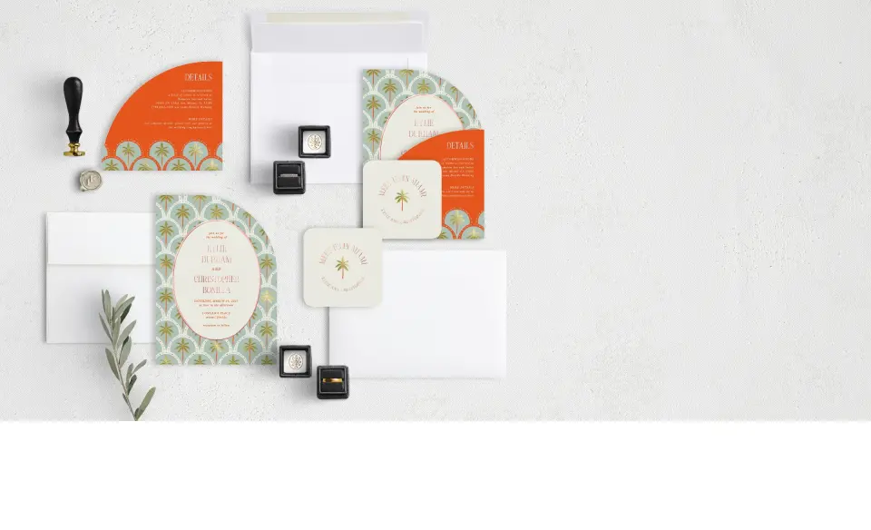 Stacked Wedding Invitations with coordinating items