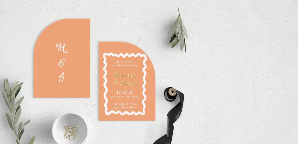 Stacked Wedding Invitations front and back