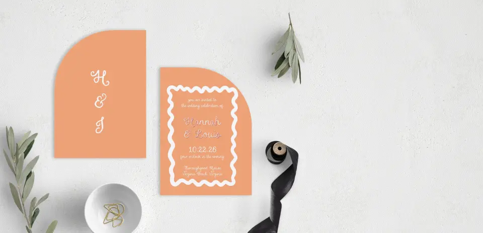 Stacked Wedding Invitations front and back