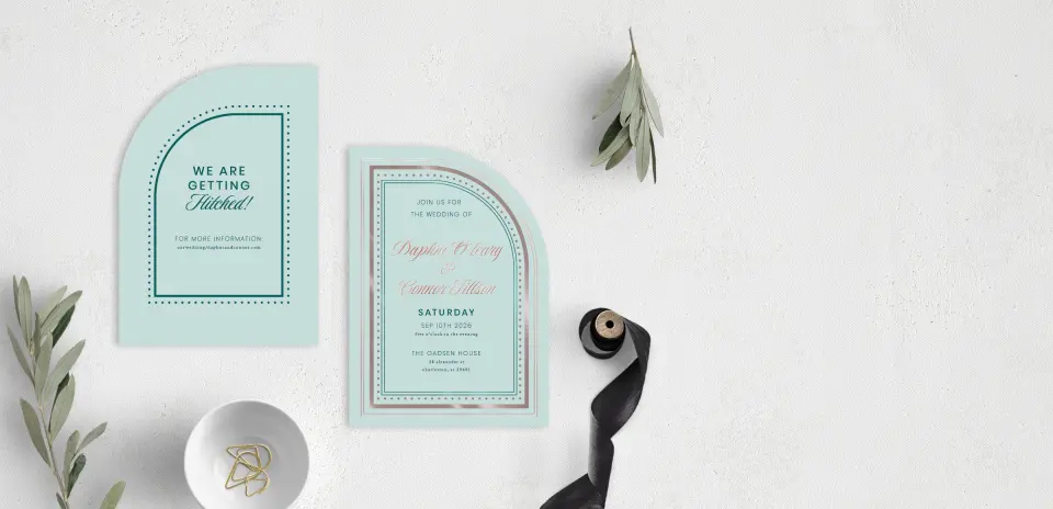 Stacked Wedding Invitations front and back