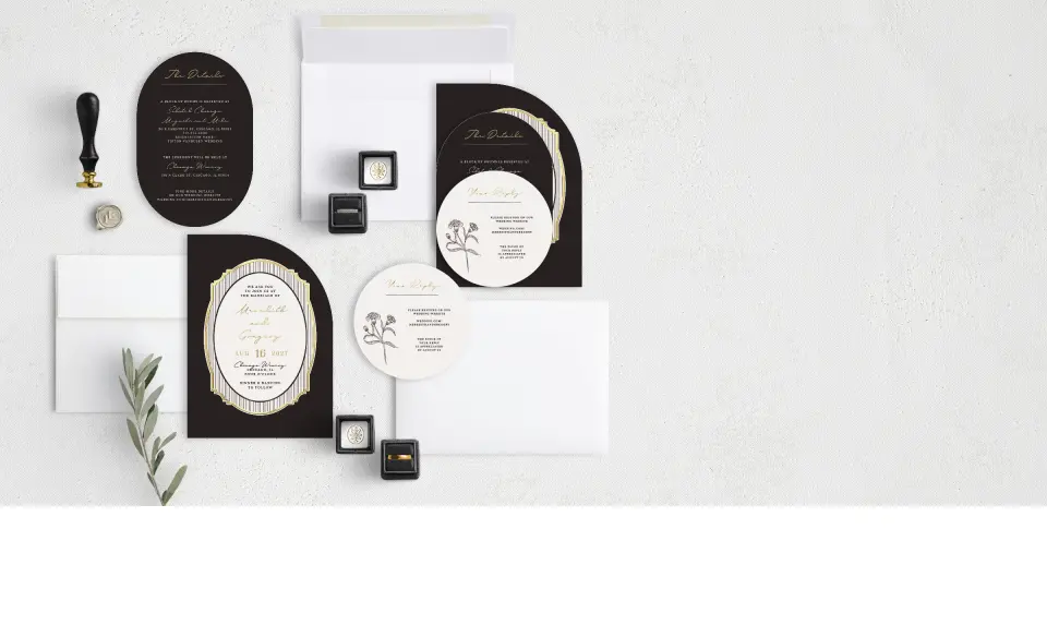 Stacked Wedding Invitations with coordinating items