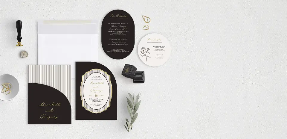 Stacked Wedding Invitations with pocket and coordinating items